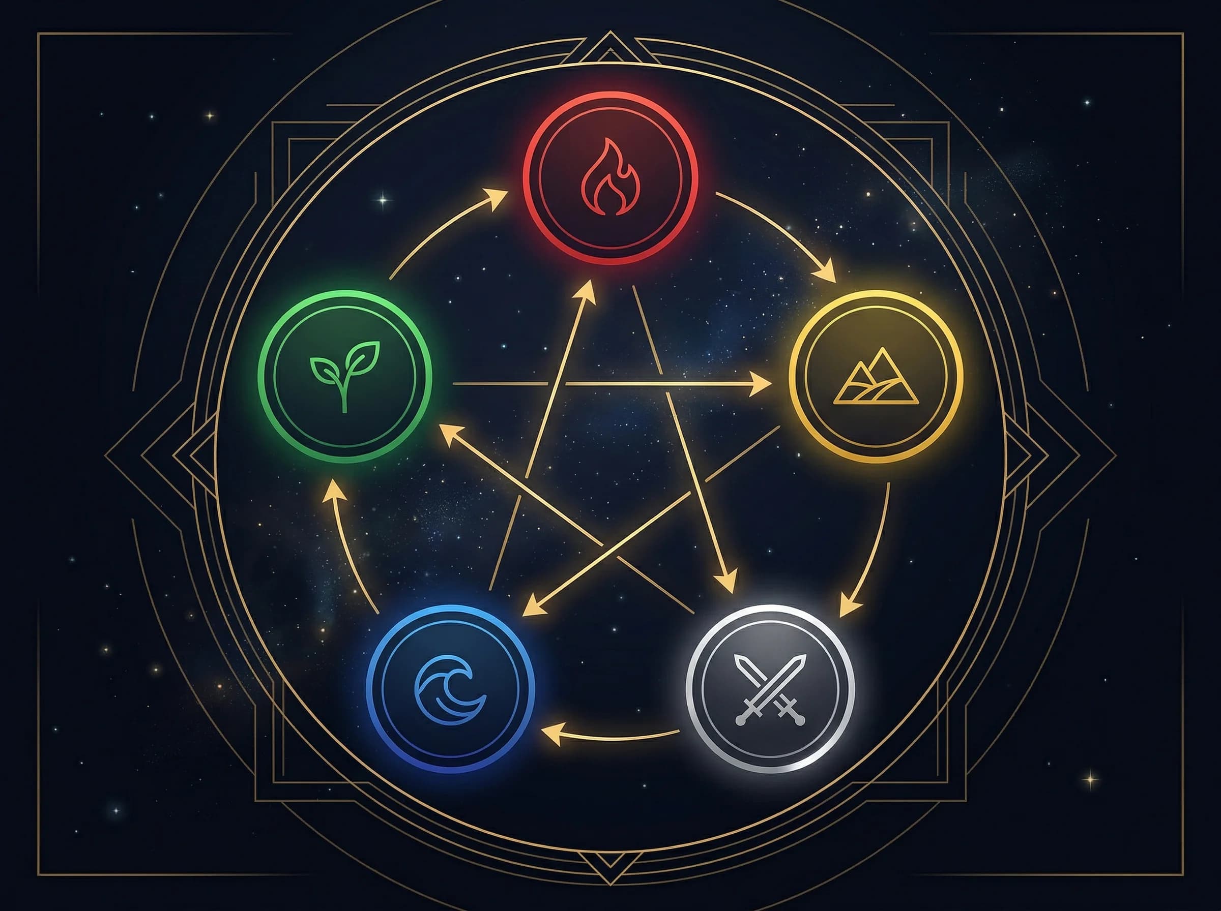 오행 상생상극 다이어그램