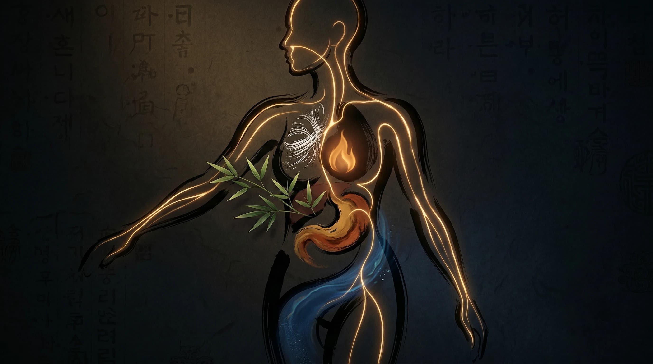 오행 에너지가 흐르는 인체 실루엣