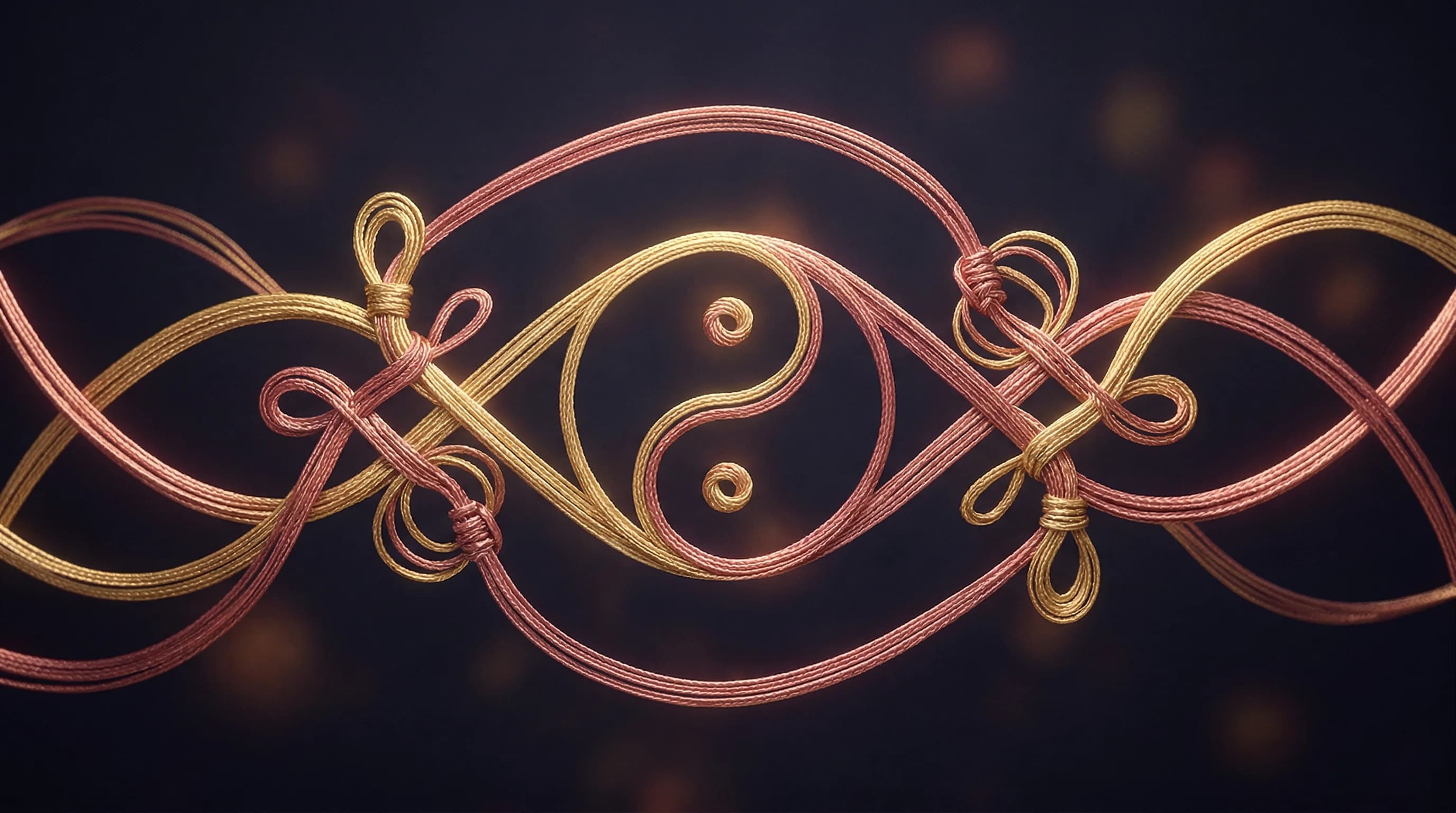 황금 실로 연결된 궁합 기둥